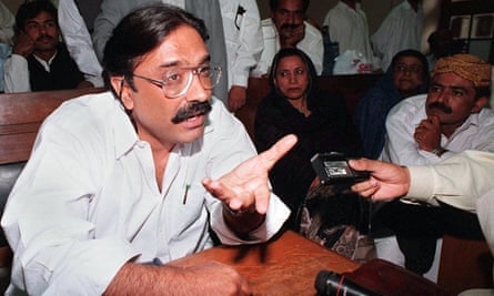 Asif Ali Zardari talks to reporters 