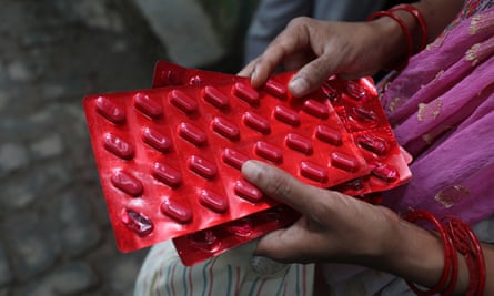 Medicine being distributed in Himachal Pradesh, India, as part of the National Tuberculosis Elimination Program, which aims for a TB free India by 2025.