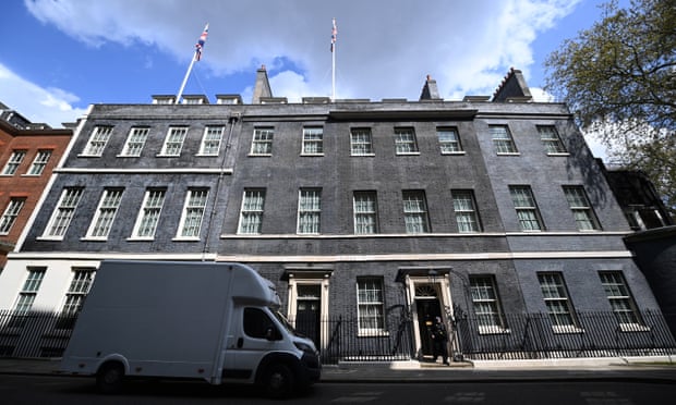 A van outside 10 Downing Street.