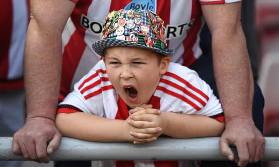 A young fan lets rip as Sunderland take on Man United.