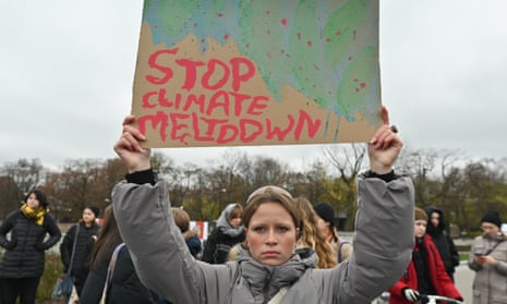A young Polish participant protests against climate inaction in November.