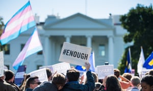 Transgender rights activists protest the Trump administration proposed plan to reversal recognitions of gender fluidity at the White House on 22 October 2018. 3500.jpg?width=300&quality=85&auto=forma