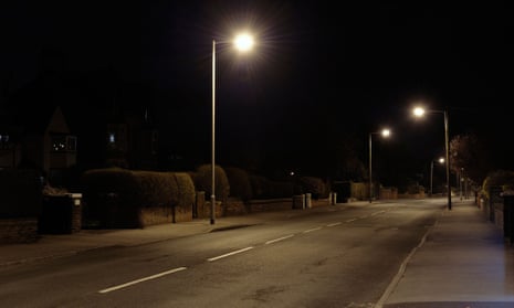 Deserted suburban street at night