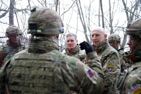 Starmer and Healey meeting British troops.