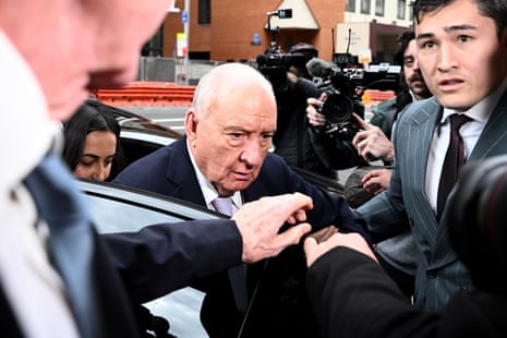 Alan Jones leaves his car at Downing Centre local court in Sydney.