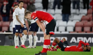Southampton's Kyle Walker-Peters reacts at the final whistle.