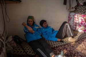 Sisters Nazima and Nazira sit at home exhausted, and bruised after both competing in the Afghan Ski Challenge.