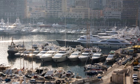 Yachts moored in Monaco harbour.