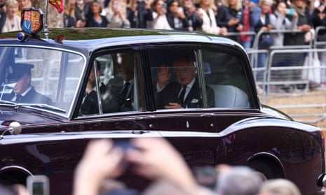 King Charles III is driven from Clarence House to Buckingham Palace.