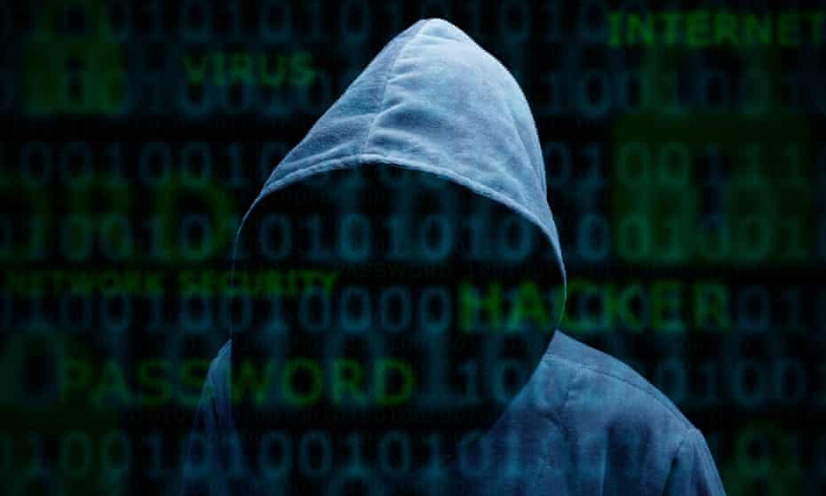 Hooded silhouette of a hacker.
