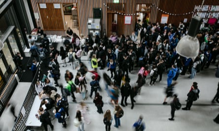 An overhead shot of students at Kishoge community college