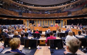 The Queen in the Senedd in Cardiff earlier opening it for its sixth term.