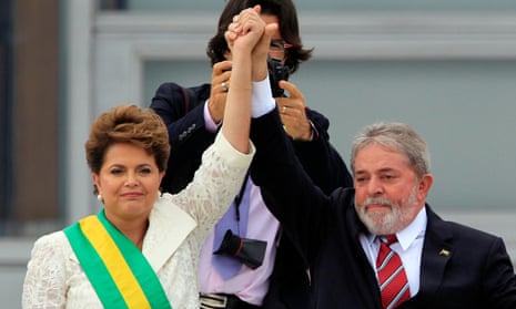Brazil’s president Dilma Rousseff with Luiz Inácio Lula da Silva outside Palácio do Planalto, Brasilia, in 2011.