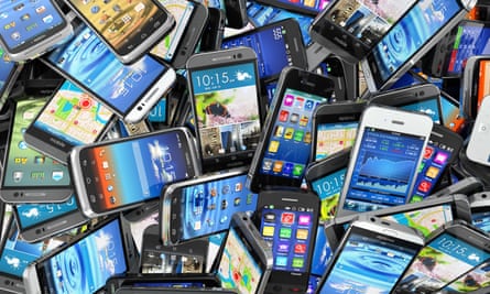 Pile of smartphones
