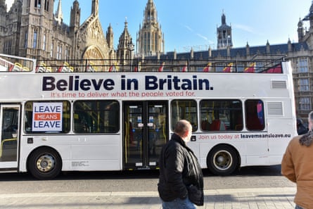 A pro-Brexit campaign bus in London, January 2019.