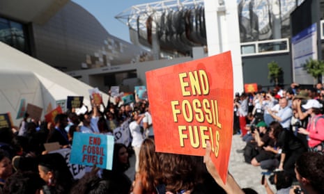 Climate activists protest against fossil fuels.