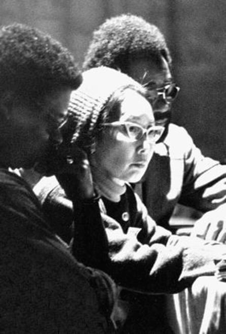 Yuri Kochiyama with two civil rights activists. Kochiyama fought for Latino, African American, Native American and Asian American civil rights and causes. She held weekly open houses for activists in her Harlem apartment.