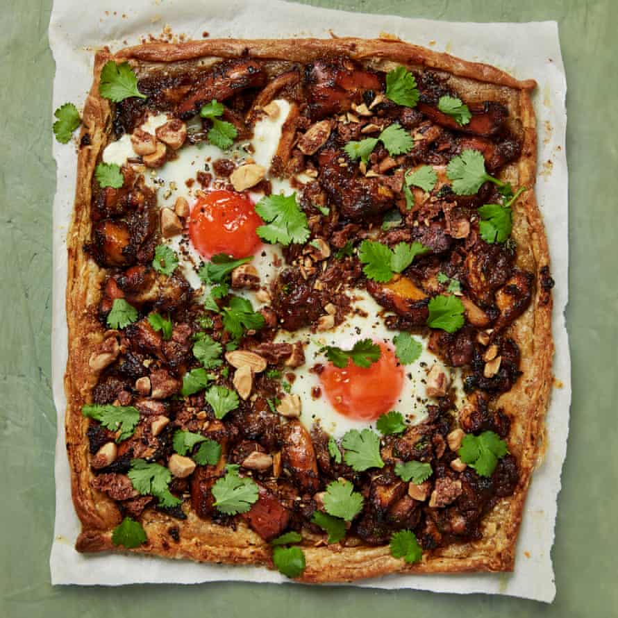 Yotam Ottolenghi’s sweet and savoury chicken pie topped with eggs