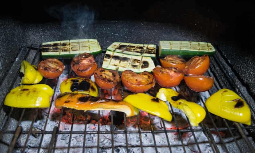 Veggies on a barbecue grill