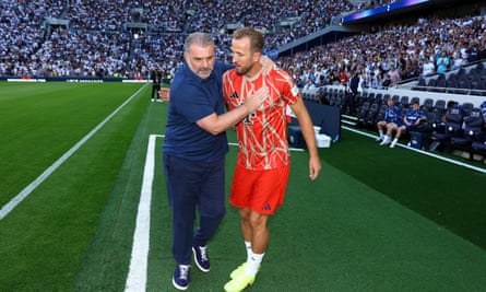 Ange Postecoglou greets Harry Kane