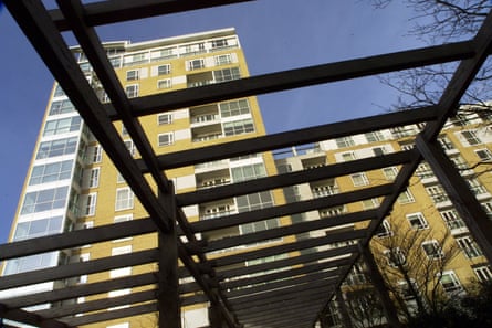 A view of buildings at the Canary Riverside housing development in east London.
