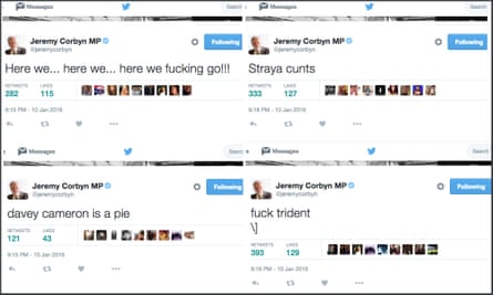 The tweets posted from Jeremy Corbyn’s account