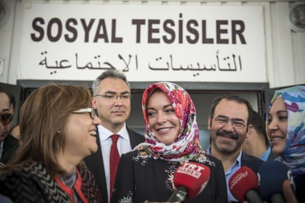 Lindsay Lohan interviewed in Gaziantep, Turkey, last October visiting an area where many Syrian refugees have settled.