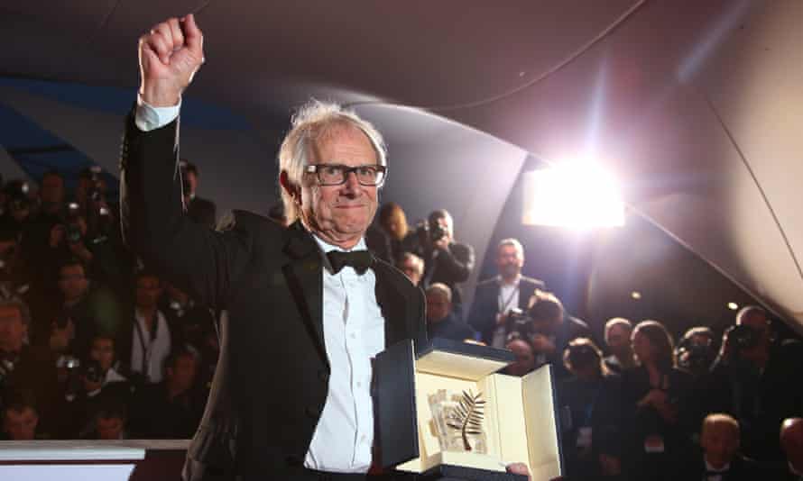Ken Loach with his Palme d’Or for I, Daniel Blake.