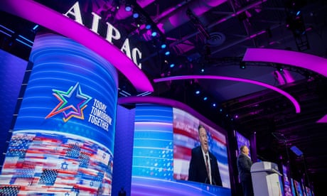 Then US secretary of state Mike Pompeo speaks during the Aipac policy conference in Washington DC 2 March 2020.