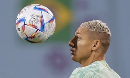 Le Brésilien Richarlison lors d'une séance d'entraînement dimanche.