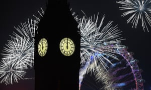 London sees in the new year with a spectacular fireworks display behind Big Ben
