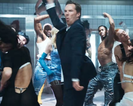 Benedict Cumberbatch dancing with a group of people
