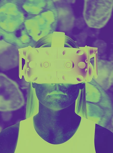 Infrared image of a person wearing VR equipment