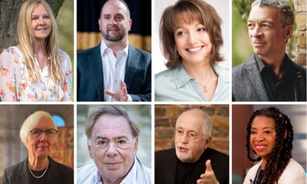 Coronation composers, clockwise from top left: Sarah Class, Tarik O’Regan, Roxanna Panufnik, Roderick Williams, Shirley Thompson, Patrick Doyle and Judith Weir