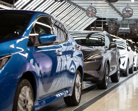 Cars on the production line at Nissan's Sunderland plant