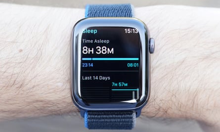 A photograph showing the sleep tracking feature on the Apple Watch. The sleep tracking feature only records the time you were asleep.