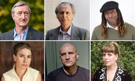 Composite: Authors Julian Barnes, Don DeLillo, Kei Miller, Sarah Perry, China Miéville and Lionel Shriver