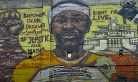 A mural calls for justice for student Carilton Maina, who was shot dead in Nairobi in 2018