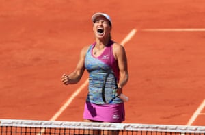 Putintseva celebrates.