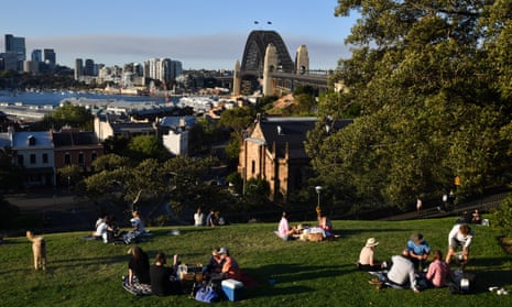 Locals gather at Observatory Hill in Sydney after picnic restrictions were lifted by the NSW government. 