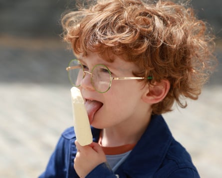 Sweetening the picture …Four-year-old Bram Kimm eats an art ice-cream by Emeka Ogboh at Folkestone Triennial.