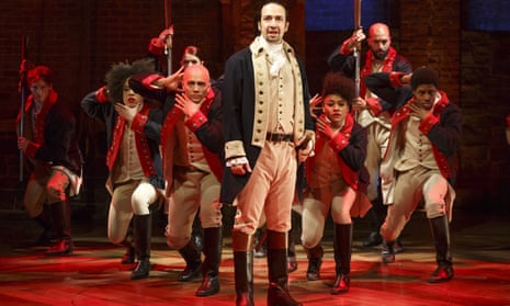 Lin-Manuel Miranda, centre, in the original Broadway production of Hamilton, is hoping the show will find a diverse audience in London.