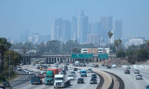High-rise buildings in downtown Los Angeles, California, on a hazy morning on 21 September 2018.