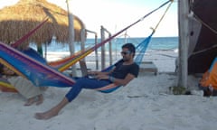 Danish Soomro in a hammock on the beach