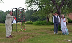 The father of the bride, JP Nadeau, the moment lightning struck at his daughterâs wedding.