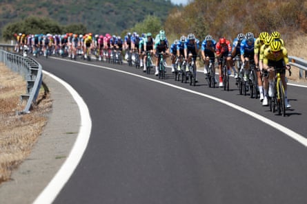The peloton in action during the 16th stage of the Vuelta a España The peloton in action during the 16th stage of the Vuelta a España