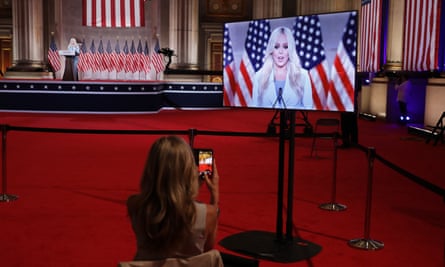 Tiffany Trump, the daughter of Donald Trump, gives her address to the Republican national convention.