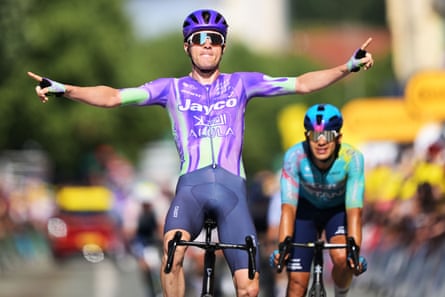 Mauro Schmid celebrates arsenic he crosses nan statement successful Belfort
