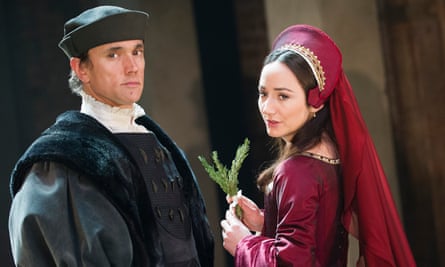 Ben Miles (Thomas Cromwell) and Lydia Leonard (Anne Boleyn) in Wolf Hall.