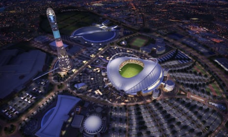 A computer generated image of the Khalifa International Stadium in Doha after its renovation for the 2022 World Cup. 